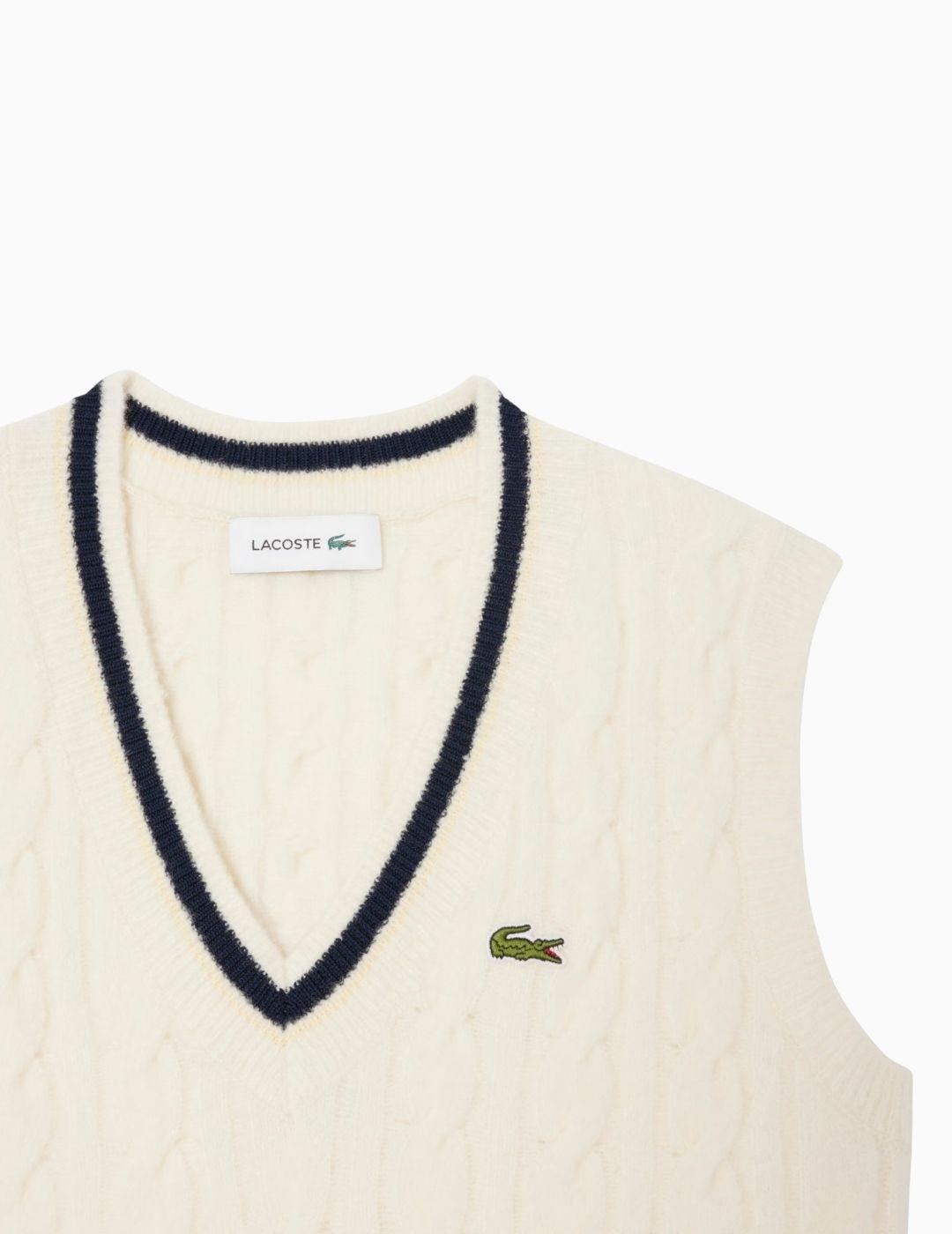 CHALECO LACOSTE PUNTO DE LANA CON OCHOS