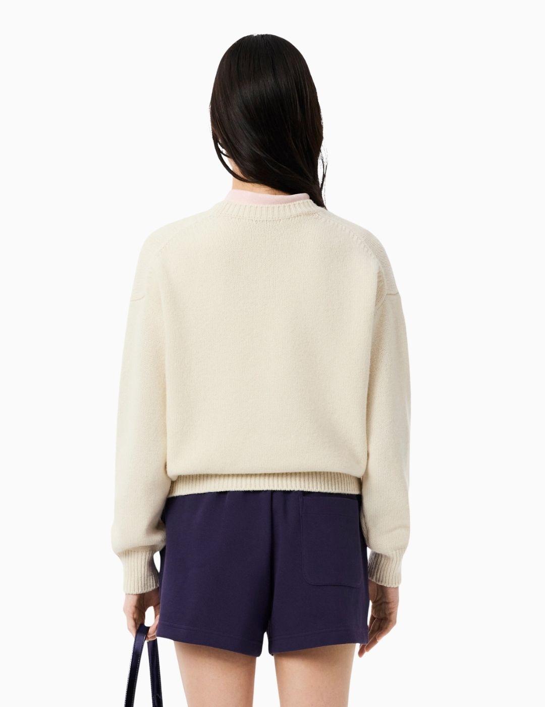 JERSEY LACOSTE LANA CARDADA CON LOGO