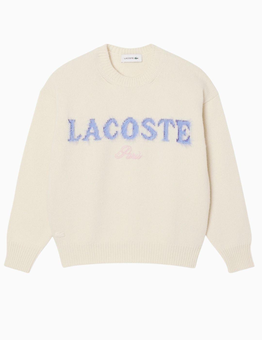 JERSEY LACOSTE LANA CARDADA CON LOGO