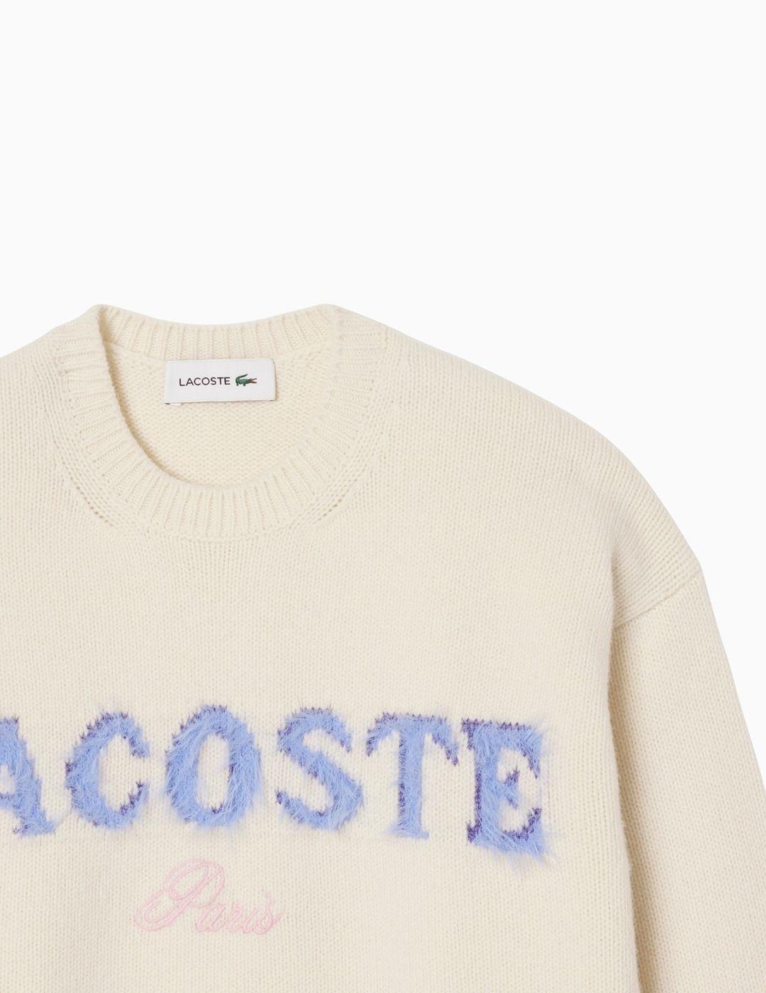 JERSEY LACOSTE LANA CARDADA CON LOGO