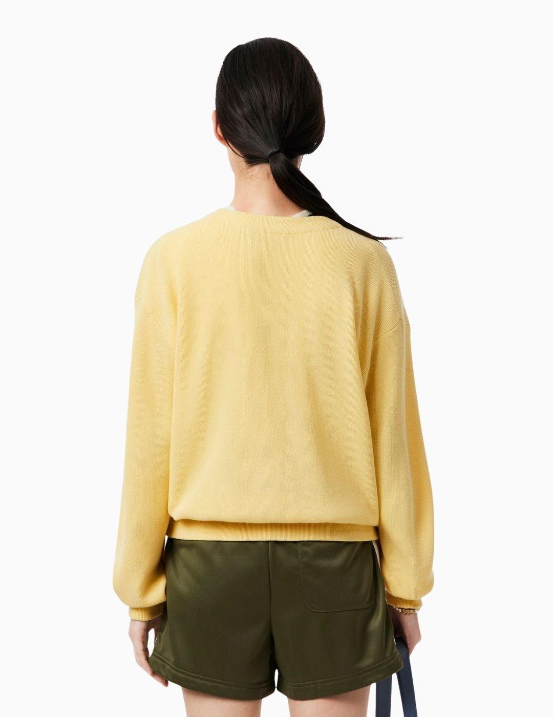 CÁRDIGAN LACOSTE PUNTO MUSGO CUELLO PICO