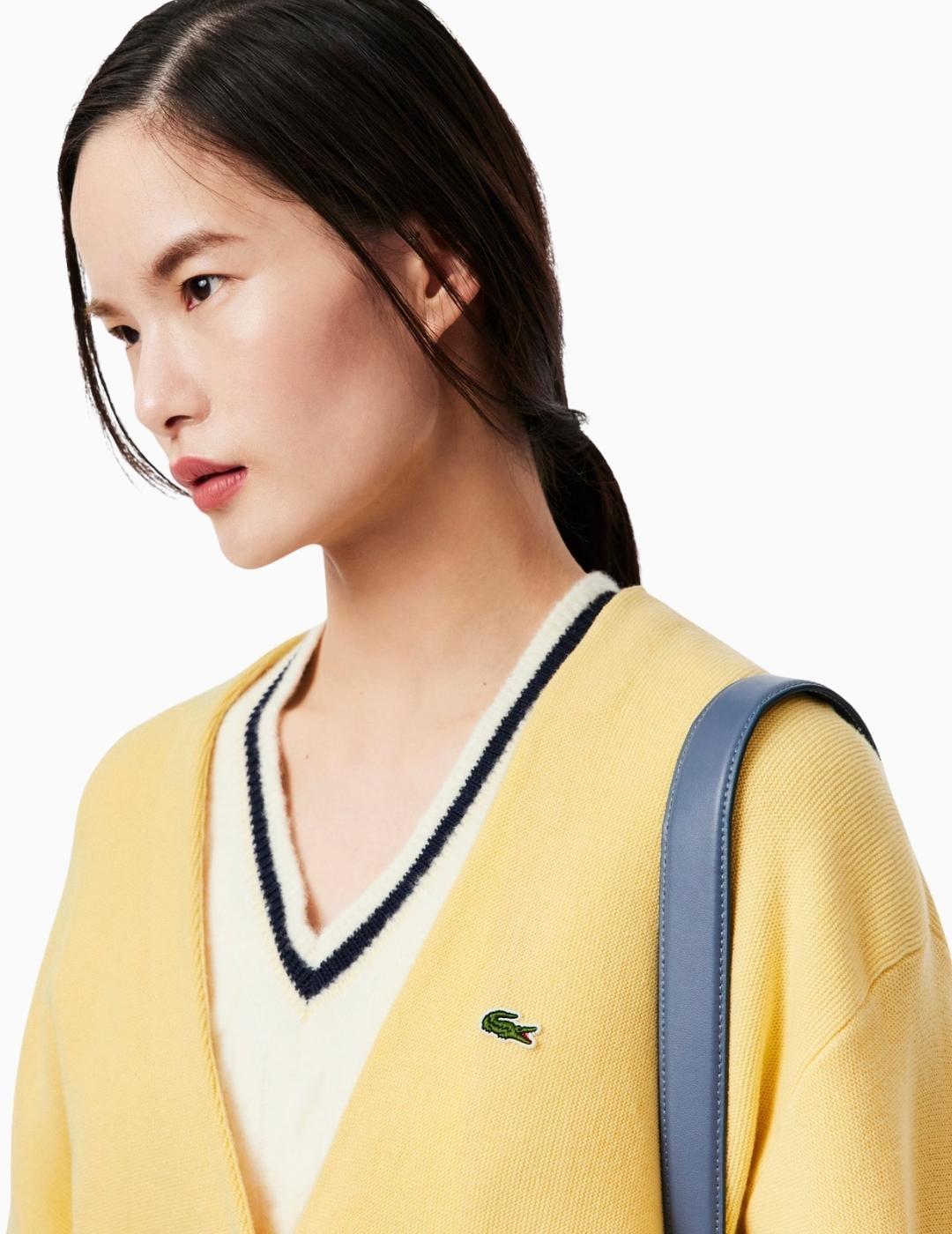 CÁRDIGAN LACOSTE PUNTO MUSGO CUELLO PICO