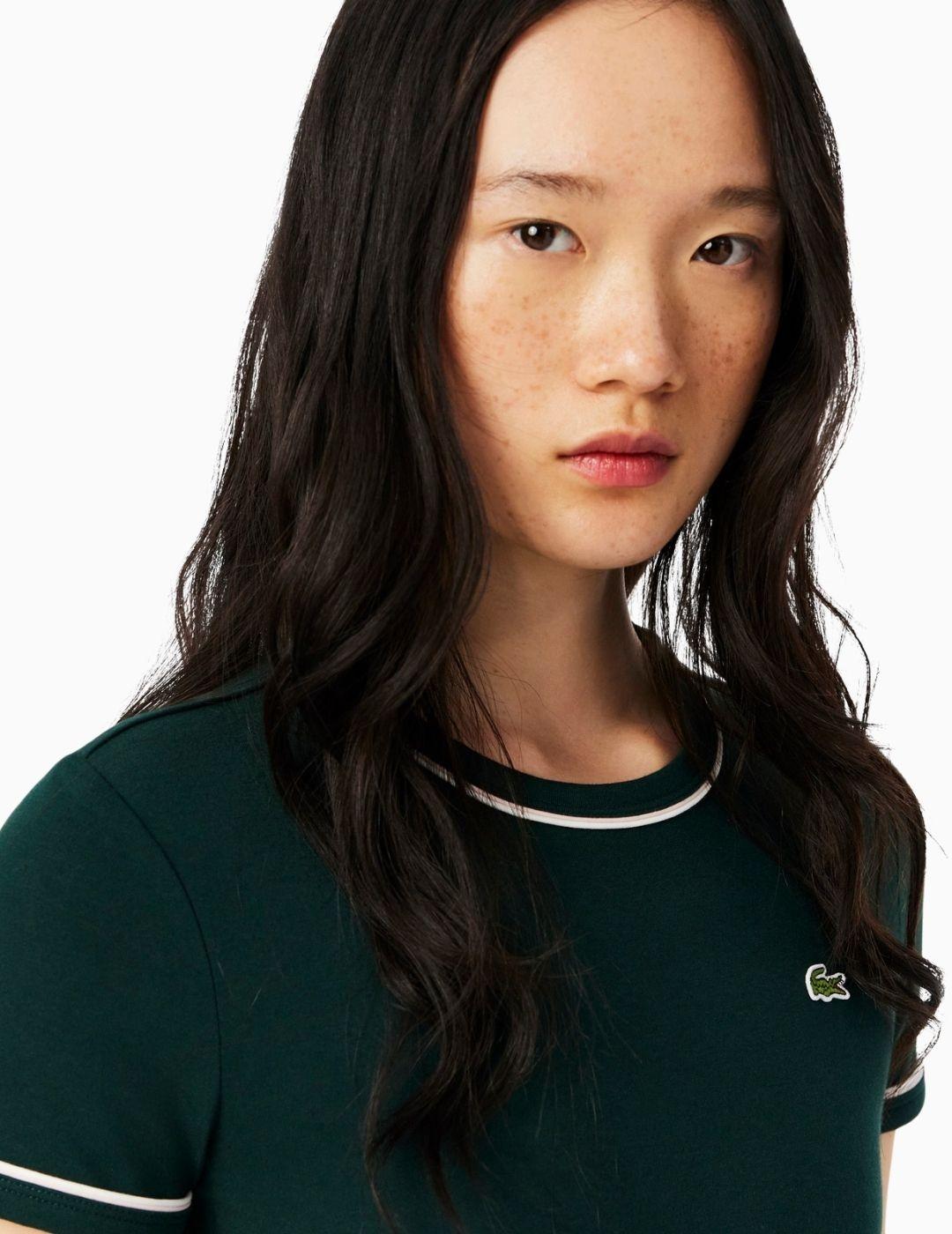CAMISETA LACOSTE PUNTO CON RIBETE CONTRASTE