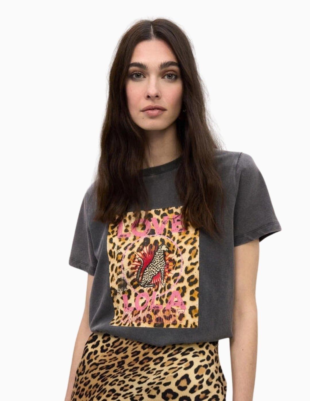 CAMISETA LOLA CASADEMUNT LOVE LOLA LEOPARDO GRIS
